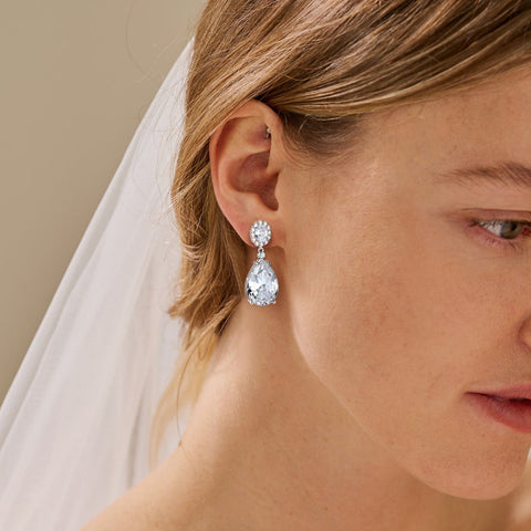 10Ct Women Dangling Teardrop Earrings 925 Sterling Silver April Birthstone Diamond Earring Wedding Bridal Jewelry Mother's Day Gift - Aurora Tears