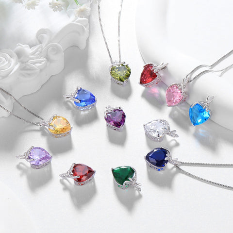 Dragonfly Necklace Heart September Birthstone Necklace Sapphire Blue 925 Sterling Silver Pendant Jewelry Women Birthday Christmas Mother's Day Gift - Aurora Tears
