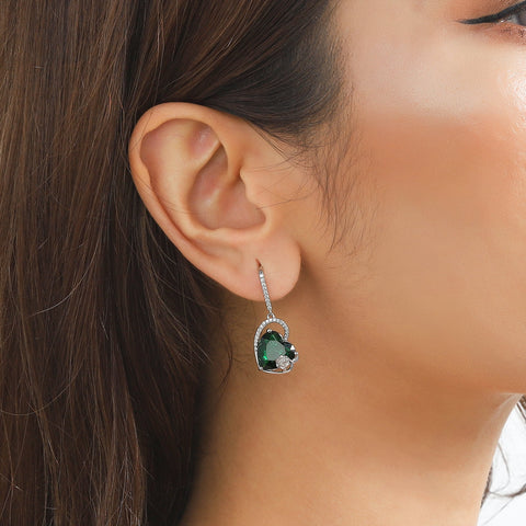 Cat Butterfly Earrings for Women 925 Sterling Silver Heart May Birthstone Hook Dangling Earring Emerald Green Rose Flower Jewelry Birthday Mother's Day Gift - Aurora Tears