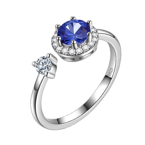 Anillo redondo con piedra natal para mujer, regalo de cumpleaños para niñas, plata de ley 925