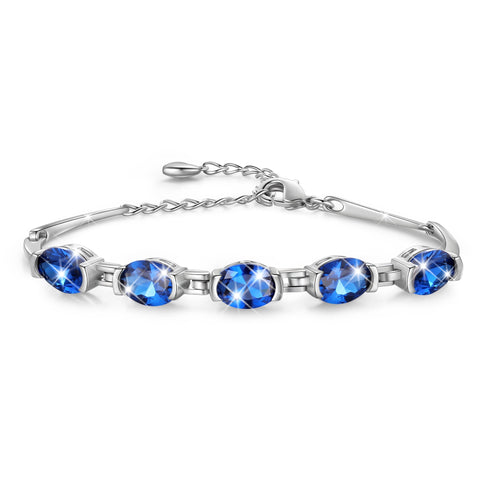 Juwaliy 18K White Gold Plated Bracelets for Women,Birthstone Jewelry Birthday Gifts for Wife Daughter Mom