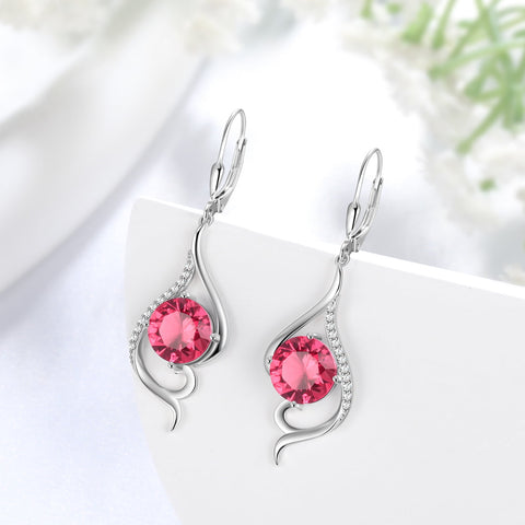 Women Dangle Earrings July Birthstone Earrings Ruby Red Long Hanging Sterling Silver Lever Back Fishtail Jewelry Mother Christmas Birthday Valentines Gift for Her - Aurora Tears