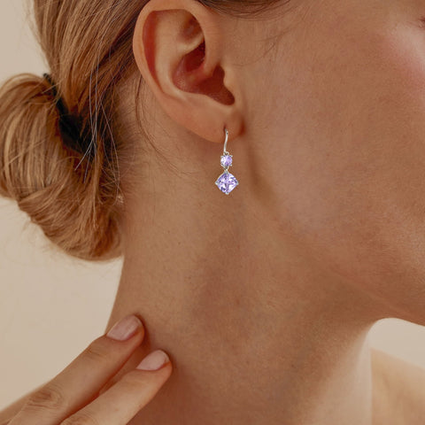 June Birthstone Earrings Women Dangle Earrings 925 Sterling Silver Hook Cushion Alexandrite Jewelry Mother's Day Birthday Gifts - Aurora Tears