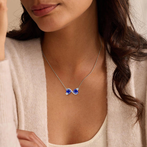 Women Infinity Heart Butterfly Necklace September Birthstone Sapphire Blue Pendant Jewelry Christmas Birthday Gift for Mother Wife Daughter - Aurora Tears