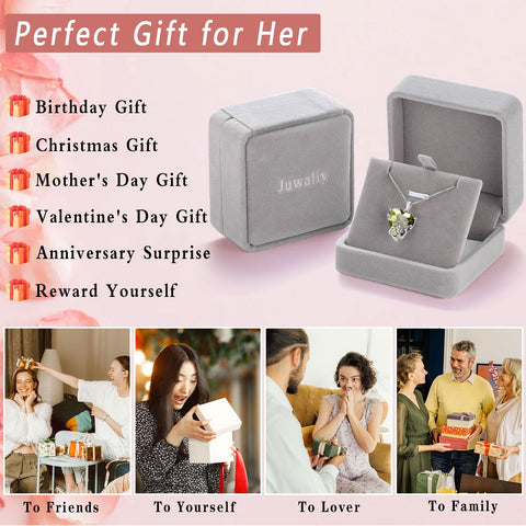 Women Heart Necklace December Birthstone Tanzanite Jewelry 925 Sterling Silver Flower Rose Pendant Mother Christmas Valentines Birthday Gifts - Aurora Tears