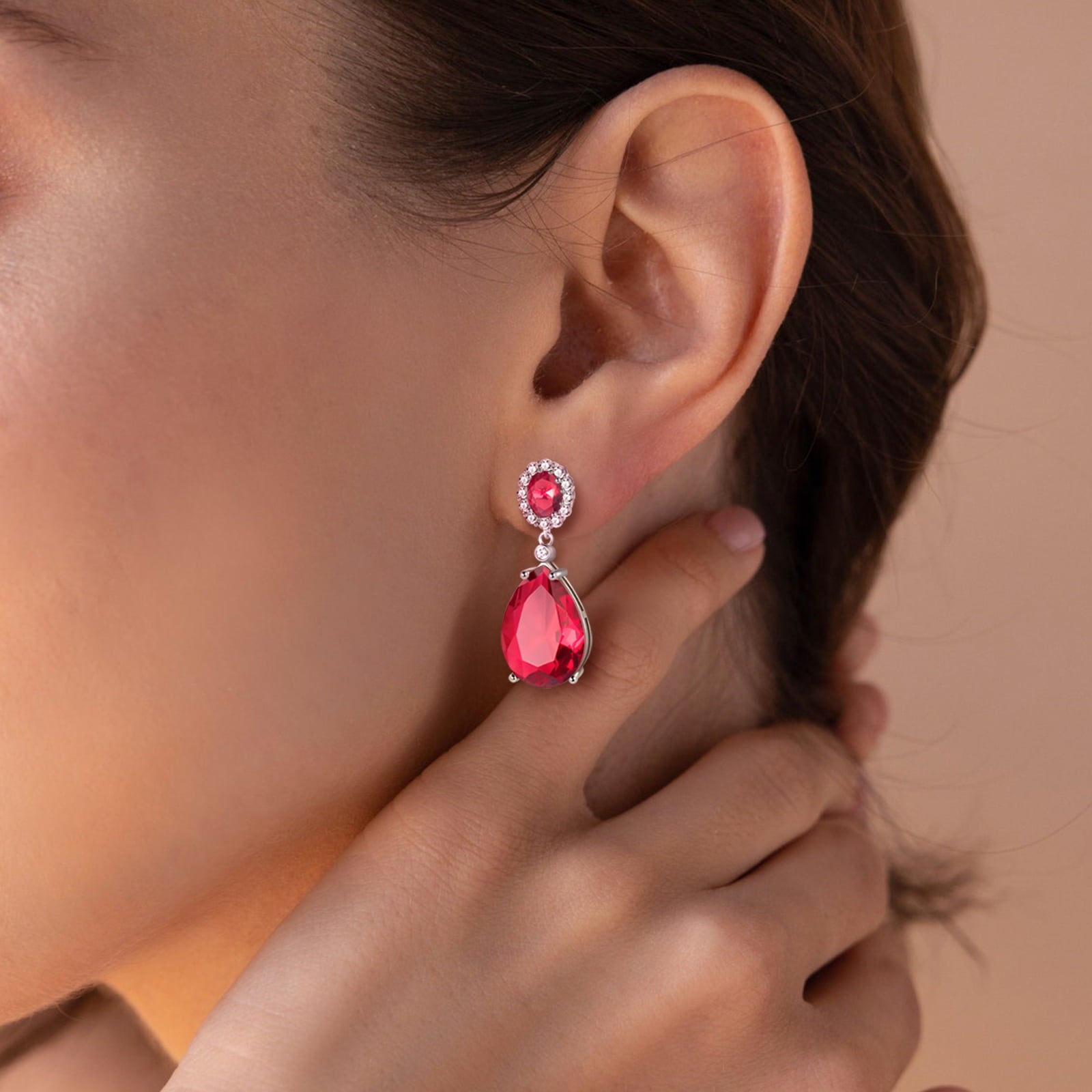 10Ct Teardrop Dangle Women Earring 925 Sterling Silver Red July Birthstone Ruby Earring Jewelry Mother Birthday Valentine's Day Gift - Aurora Tears