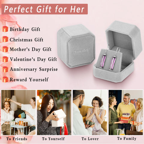 Women Dangle Earrings 925 Sterling Silver October Birthstone Leverback Hanging Tourmaline Pink Jewelry Mom Valentine's Day Gift - Aurora Tears