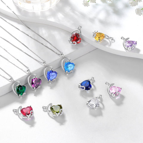 October Birthstone Heart Necklace Butterfly Pendant Pink Tourmaline Jewelry 925 Sterling Silver Mom Women Birthday Christmas Valentine's Day Gift - Aurora Tears