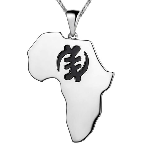 Colar com Pingente de Mapa da África, Joia Unissex, Presente Ideal para Homens e Mulheres, Prata de Lei 925