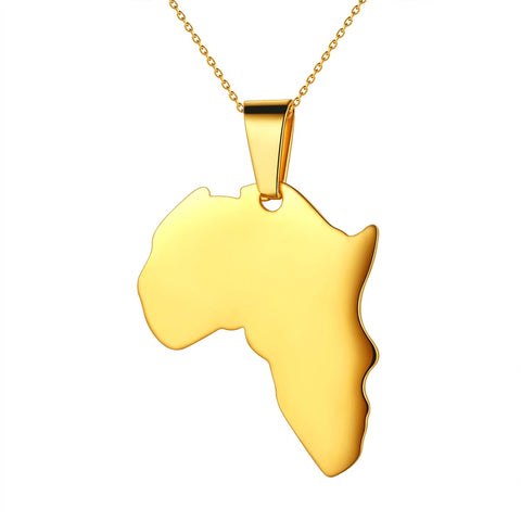 Colar com Pingente de Mapa da África, Joia Unissex, Presente Ideal para Homens e Mulheres, Prata de Lei 925