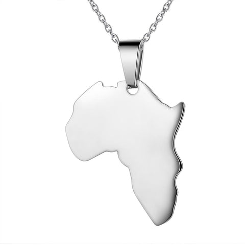 Colar com Pingente de Mapa da África, Joia Unissex, Presente Ideal para Homens e Mulheres, Prata de Lei 925