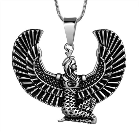 Collier de la reine égyptienne antique pour hommes, pendentif d'aile de queue, bijoux en acier inoxydable