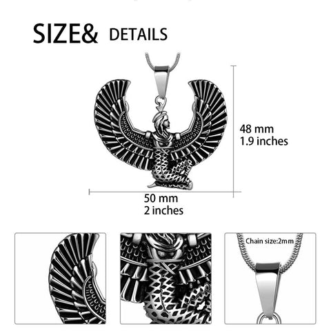 Collier de la reine égyptienne antique pour hommes, pendentif d'aile de queue, bijoux en acier inoxydable
