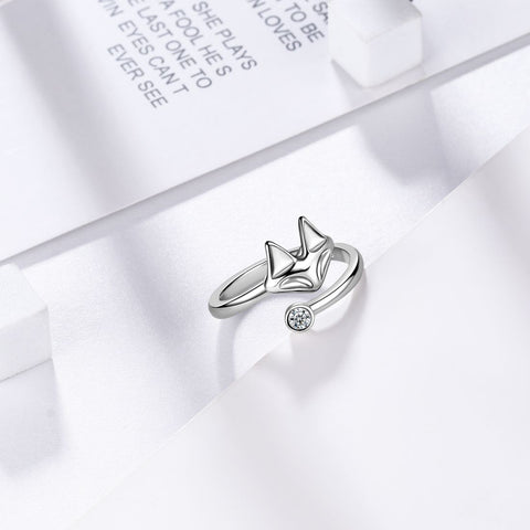 Animals Fox Tail Adjustable Rings Women Jewelry 925 Sterling Silver Aurora Tears