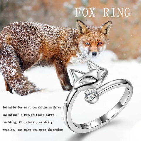 Animals Fox Tail Adjustable Rings Women Jewelry 925 Sterling Silver Aurora Tears