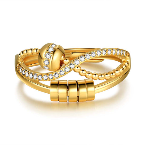 Anillo antiansiedad con cuentas Spinner Fidget Ring Joyería de mujer