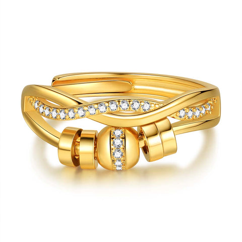 Anillo antiansiedad con cuentas Spinner Fidget Ring Joyería de mujer