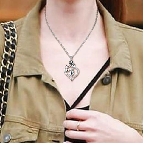 April-Diamant-Halskette für Damen, Herz-Geburtsstein-Anhänger, Blume, Rose, Schmuck, Geburtstagsgeschenke