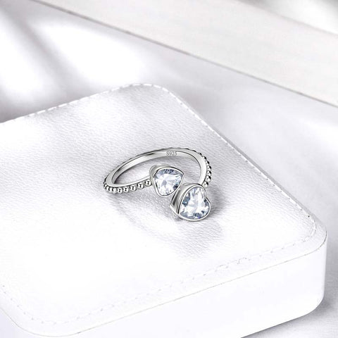 Birthstone aprile diamante amore cuori anello gioielli donne ragazze regalo di compleanno