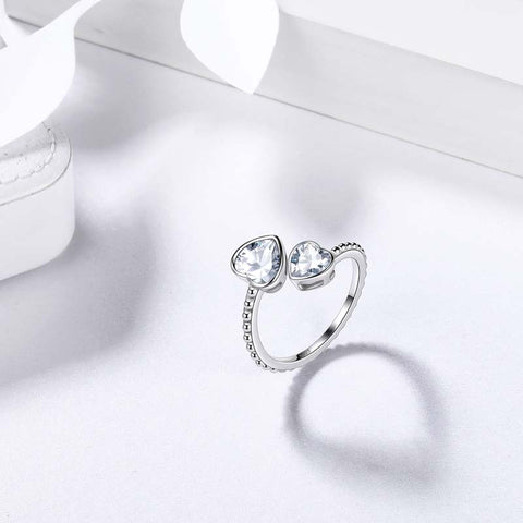 Birthstone aprile diamante amore cuori anello gioielli donne ragazze regalo di compleanno