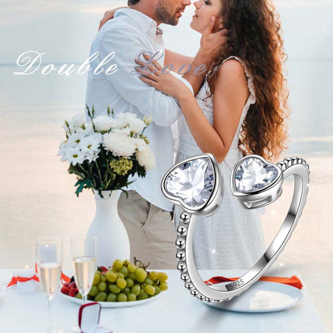 Birthstone aprile diamante amore cuori anello gioielli donne ragazze regalo di compleanno