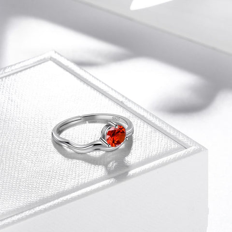 Anello Acquario Gennaio Granato Pietra portafortuna Zodiaco Donne Ragazze Gioielli Regalo di compleanno