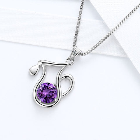 Collana dello zodiaco dell'Acquario Collana con pietra portafortuna di febbraio Regalo di compleanno di gioielli per ragazze da donna Regalo di compleanno di gioielli per ragazze da donna