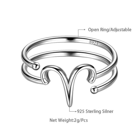 Women Zodiac Ring 12 Horoscope Sign Ring Jewelry 925 Sterling Silver - Aurora Tears Jewelry