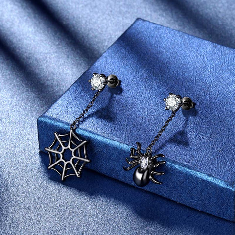 Asymmetry Women Halloween Earrings Spider Web Dangle Earrings Cosplay Party Jewelry