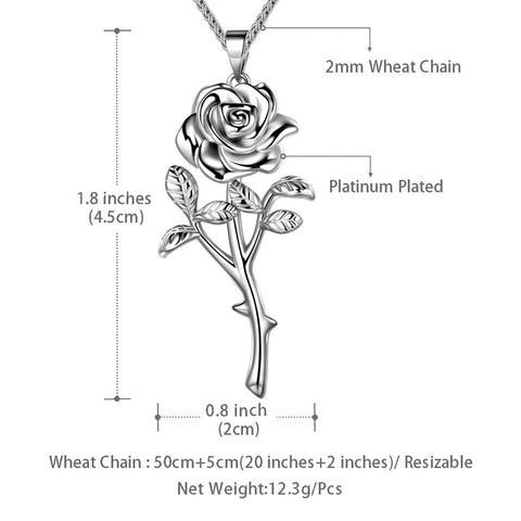 3D Flower Rose Necklaces Pendant Romantic Women Grils Jewelry Gifts - Necklaces - Aurora Tears