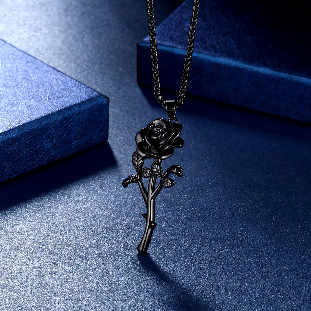 3D Flower Rose Necklaces Pendant Romantic Women Grils Jewelry Gifts - Necklaces - Aurora Tears