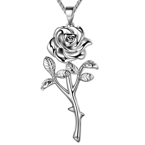 3D Flower Rose Necklaces Pendant Romantic Women Grils Jewelry Gifts - Necklaces - Aurora Tears