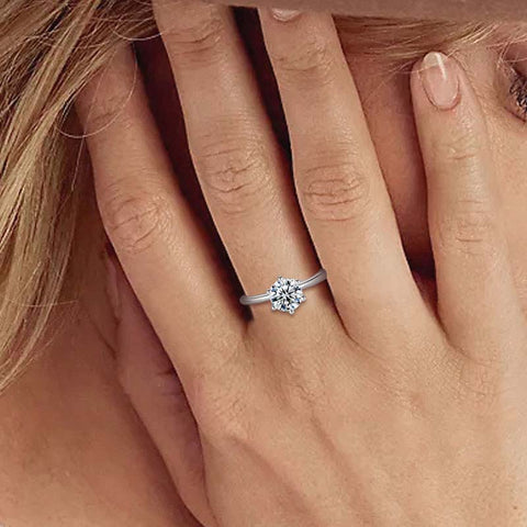 Anillo de compromiso para mujer, anillo de boda de diamante Moissanite de 1CT, joyería fina