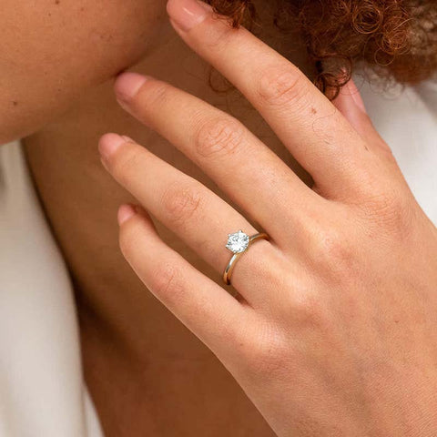 Anillo de compromiso para mujer, anillo de boda de diamante Moissanite de 1CT, joyería fina