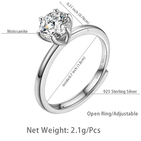 Anillo de compromiso para mujer, anillo de boda de diamante Moissanite de 1CT, joyería fina