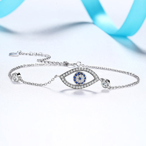Pulseira de olho grego azul masculina e feminina, prata esterlina 925, amuleto, joia de proteção