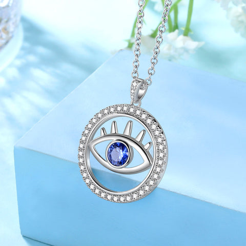 Collana blu malocchio Collana uomo donna ciondolo rotondo ciondolo argento sterling 925