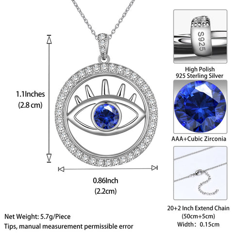 Collana blu malocchio Collana uomo donna ciondolo rotondo ciondolo argento sterling 925