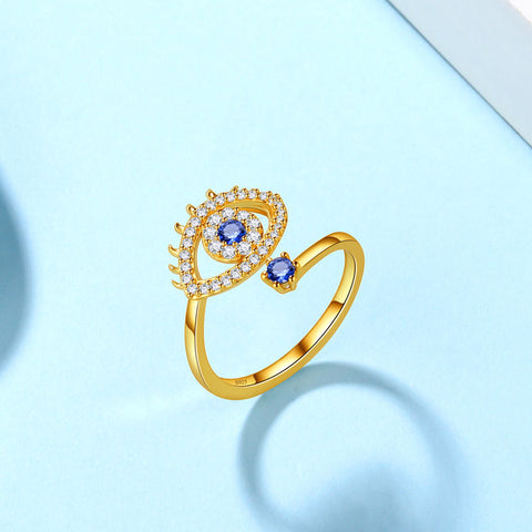 Anillo azul contra el mal de ojo, joyería de protección de amuleto de plata de ley 925 para hombres y mujeres