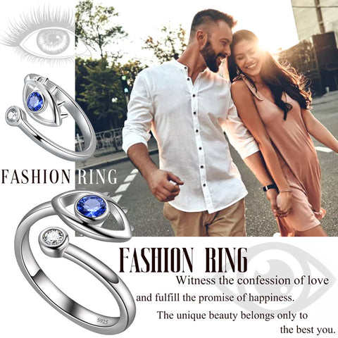 Anillo azul contra el mal de ojo para mujer, amuleto de protección, joyería de plata de ley 925