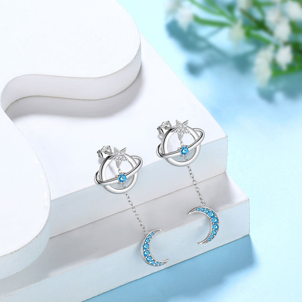 Celestial Moon & Star Earth Planet Dangle Earrings Women Grils Jewelry - Earrings - Aurora Tears