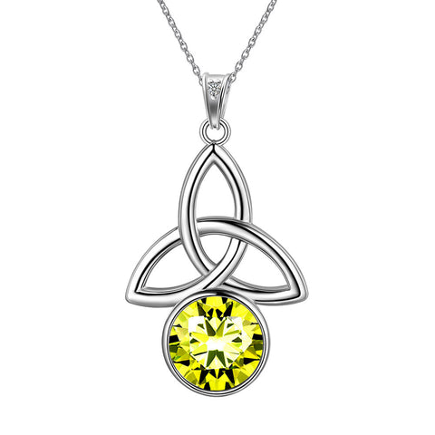 Celtic Knot Birthstone Necklace Pendant CZ Crystal Luck Knot Jewelry - Necklaces - Aurora Tears