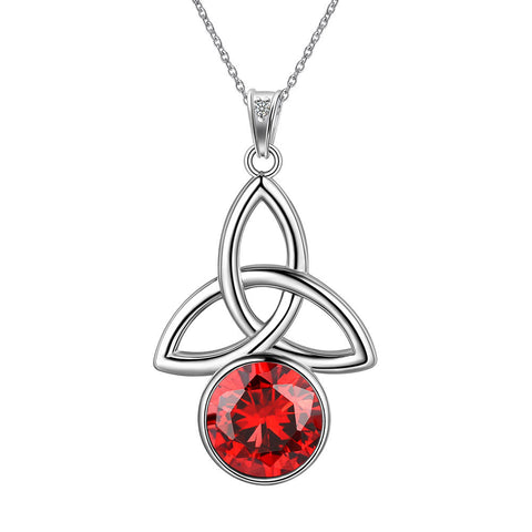 Celtic Knot Birthstone Necklace Pendant CZ Crystal Luck Knot Jewelry - Necklaces - Aurora Tears