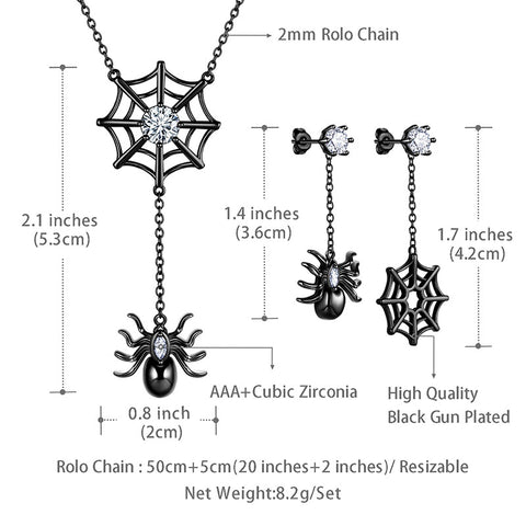 Halloween Spider Necklace Earrings Jewelry Set - Cosplay Party Costume Accessories - Jewelry Set - Aurora Tears
