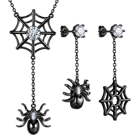 Halloween Spider Necklace Earrings Jewelry Set - Cosplay Party Costume Accessories - Jewelry Set - Aurora Tears