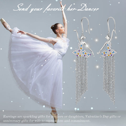 Ballerina-Ballett-Tänzerin-Ohrringe, Regenbogen-Schmuck, Damen- und Mädchen-Geburtstagsgeschenk, 925er-Sterlingsilber