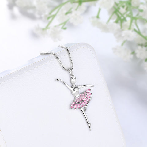 Ballerina Tiny Dancer Pendant Necklace Jewelry Women Girls Birthday Gift 925 Sterling Silver