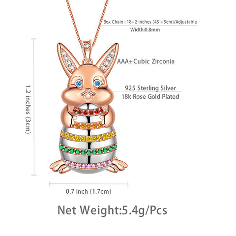 Collana da donna, ragazza, bambino, coniglietto, coniglio, uovo di Pasqua, collana con ciondolo, regalo di Pasqua, argento sterling 925