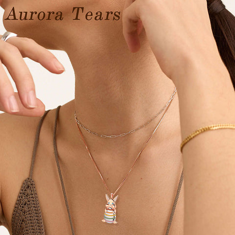 Collana da donna, ragazza, bambino, coniglietto, coniglio, uovo di Pasqua, collana con ciondolo, regalo di Pasqua, argento sterling 925
