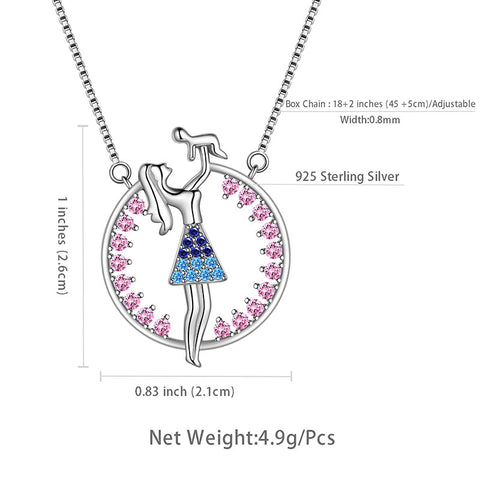Women Mother and Child Pendant Necklace Mothers Day Gift 925 Sterling Silver
